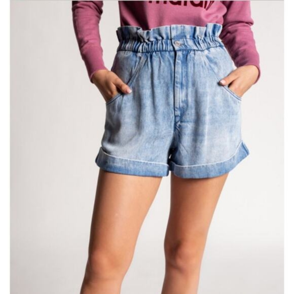 Isabel Marant Etoile Itea Paperbag Waist Lyocell Denim Shorts